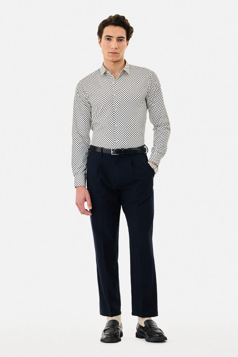 سنيتش 100% Cotton Slim Fit Polka Dot Shirt